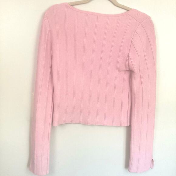 Sincerely Jules Womens M Pink Crop Keyhole Knit Sweater Y2K Coquette Soft Girl - Picture 3 of 10